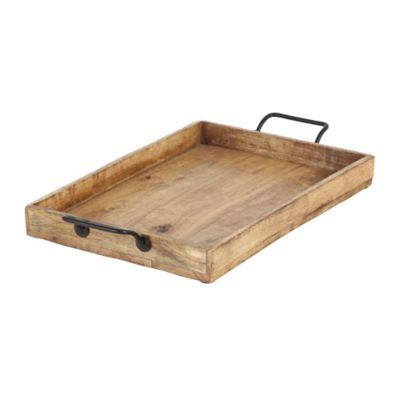 Image showing  3 pc. Rustic Mango Wood Rustic Tray Set, 17 in., 20 in. and 24 in., Brown