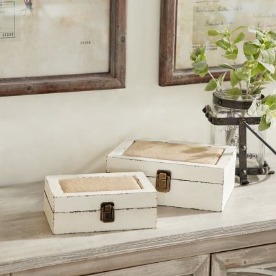 Harper & Willow White Wood Farmhouse Boxes, 10 in., 8 in., 2 pc.