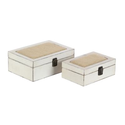 Image showing  White Wood Farmhouse Boxes, 10 in., 8 in., 2 pc.