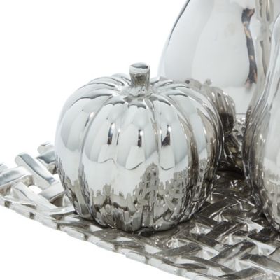 Image showing 5 th Harper & Willow Ceramic Glam Fruit Sculpture Set, 12 in. x 8 in., Silver, 4 pc.