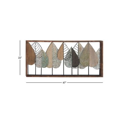 Harper & Willow Multicolor Metal Modern Floral Wall Decor, 47 in. x 22 in.