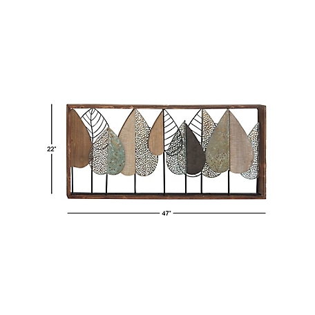 Harper & Willow Multicolor Metal Modern Floral Wall Decor, 47 in. x 22 in.