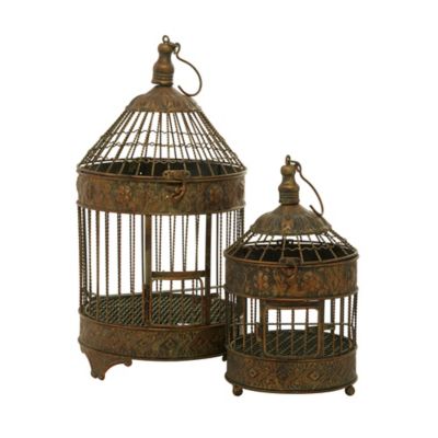 Image showing  Vintage Bronze Metallic Tapered Bird Cages, 24 in., 16 in., 2-Pack
