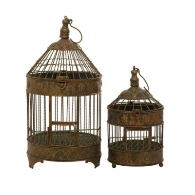 Image showing  Vintage Bronze Metallic Tapered Bird Cages, 24 in., 16 in., 2-Pack
