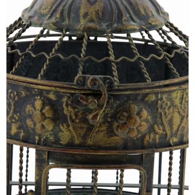 Image showing 5 th Harper & Willow Vintage Bronze Metallic Tapered Bird Cages, 24 in., 16 in., 2-Pack