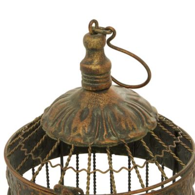 Image showing 6 th Harper & Willow Vintage Bronze Metallic Tapered Bird Cages, 24 in., 16 in., 2-Pack