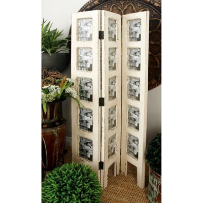 Harper & Willow Wood Farmhouse Room Divider Screen, 51 in. x 1 in. x 27 in., White