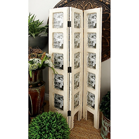 Harper & Willow White Wood Farmhouse Room Divider Screen, 51 in. x 1 in. x 27 in.