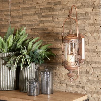Harper & Willow 30 in. Glass Traditional Candle Wall Sconce, Brown