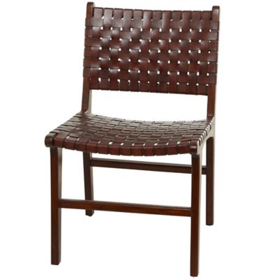 Image showing  Brown Teak Wood Woven Dining Chair, 21 in. W, 33 in. H, 2-Pack