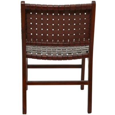 Image showing  Brown Teak Wood Woven Dining Chair, 21 in. W, 33 in. H, 2-Pack