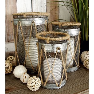Harper & Willow Assorted Metal Decorative Candle Lanterns, Silver, 3-Pack
