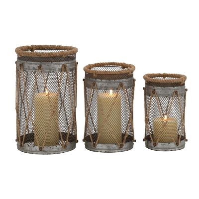 Image showing  Assorted Metal Decorative Candle Lanterns, Silver, 3-Pack