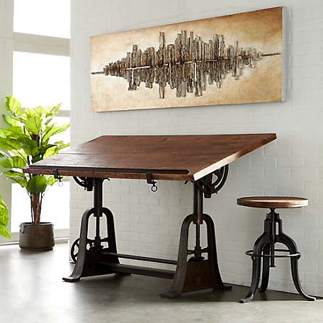 Harper & Willow Industrial Teak Wood Console Table