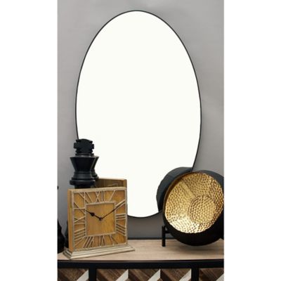 Harper & Willow Black Contemporary Wood Wall Mirror, Oval, 40 in. x 24 in., 60150