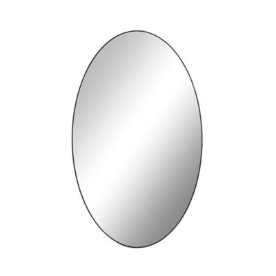 Image showing  Black Contemporary Wood Wall Mirror, Oval, 40 in. x 24 in., 60150