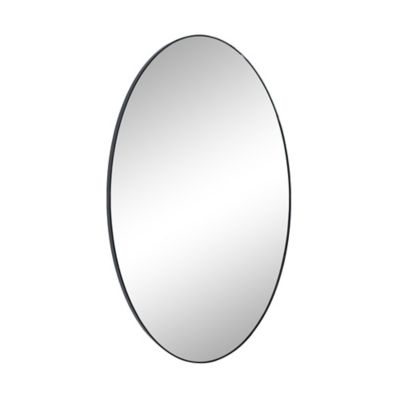 Image showing  Black Contemporary Wood Wall Mirror, Oval, 40 in. x 24 in., 60150