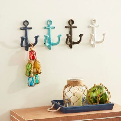 Harper & Willow Multicolor Metal Coastal Wall Hooks, 5 in. x 9 in., 4 pc.