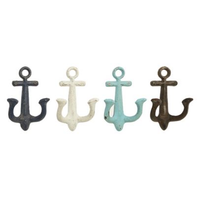 Image showing  Metal Coastal Wall Hooks, 5 in. x 9 in., Multicolor, 4-Pack