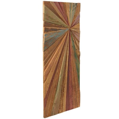 Image showing  Brown Rustic Abstract Teak Wood Wall Decor, 18 in. x 39 in.