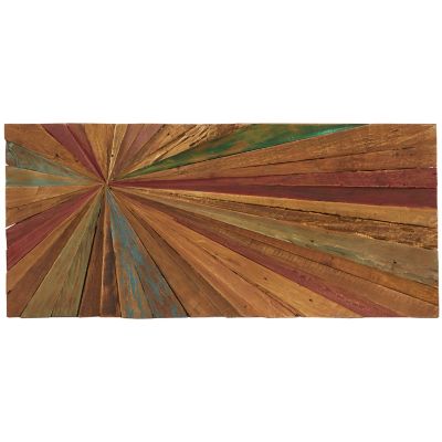 Image showing  Brown Rustic Abstract Teak Wood Wall Decor, 18 in. x 39 in.
