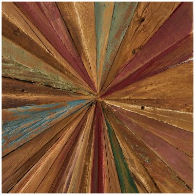 Image showing  Brown Rustic Abstract Teak Wood Wall Decor, 18 in. x 39 in.