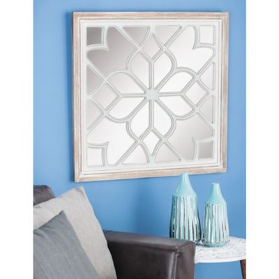Harper & Willow White Vintage Wood Wall Mirror, 30 in. x 30 in., 44449