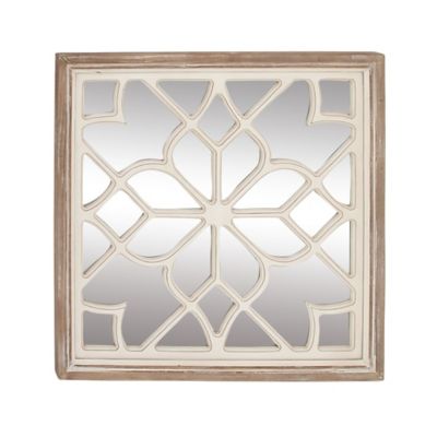 Image showing  White Vintage Wood Wall Mirror, 30 in. x 30 in., 44449