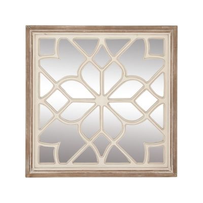 Image showing  White Vintage Wood Wall Mirror, 30 in. x 30 in., 44449