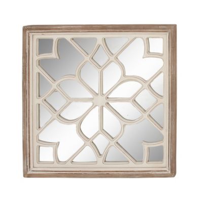 Image showing  White Vintage Wood Wall Mirror, 30 in. x 30 in., 44449
