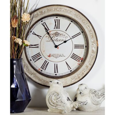 Image showing  24 in. x 24 in. Vintage Wood Wall Clock, Cream