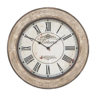 Image showing  24 in. x 24 in. Vintage Wood Wall Clock, Cream