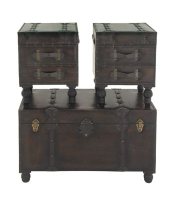 Image showing  Wood Traditional Storage Benches, 3-Pack