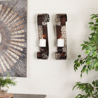 Harper & Willow Brown Metal Traditional Wall Sconces, 20 in. x 5 in., 2 pc.