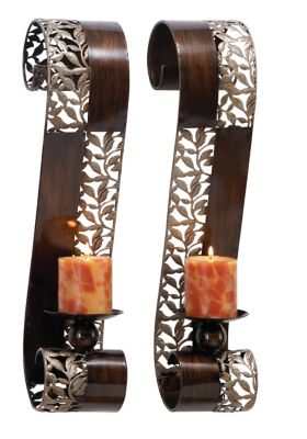 Image showing  Brown Metal Traditional Wall Sconces, 20 in. x 5 in., 2 pc.