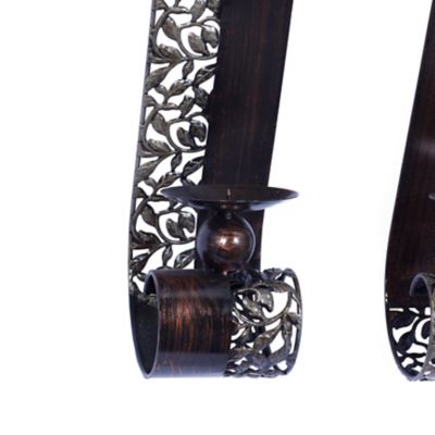 Image showing  Brown Metal Traditional Wall Sconces, 20 in. x 5 in., 2 pc.