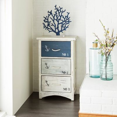 Harper & Willow 30 in. x 19 in. x 12 in. 3-Drawer Coastal Wood Chest, White