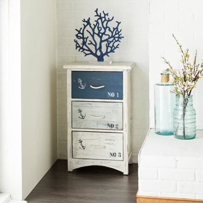 Harper & Willow 3-Drawer Coastal Wood Chest, 30 in. x 19 in. x 12 in., White