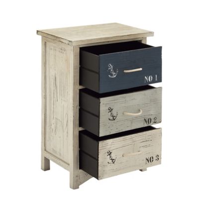 Image showing  30 in. x 19 in. x 12 in. 3-Drawer Coastal Wood Chest, White