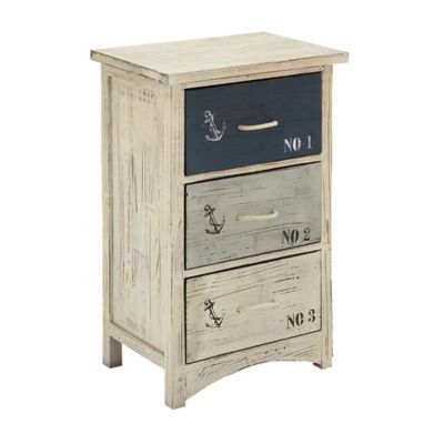 Image showing  30 in. x 19 in. x 12 in. 3-Drawer Coastal Wood Chest, White