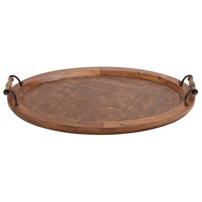 Image showing  Natural Brown Wood Rustic Tray, 4 in. x 29 in. x 19 in.