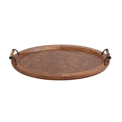 Image showing  Natural Brown Wood Rustic Tray, 4 in. x 29 in. x 19 in.