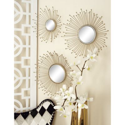 Harper & Willow 3 pc. Gold Metal Glam Wall Mirrors, 12 in., 14 in., 16 in., 74776