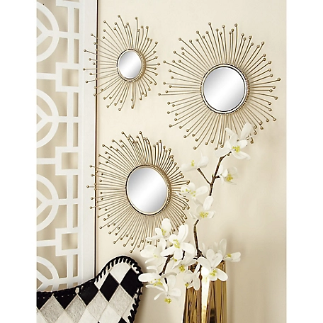 Harper & Willow 3 pc. Gold Metal Glam Wall Mirrors, 12 in., 14 in., 16 in., 74776