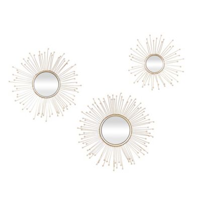 Image showing  3 pc. Gold Metal Glam Wall Mirrors, 12 in., 14 in., 16 in., 74776