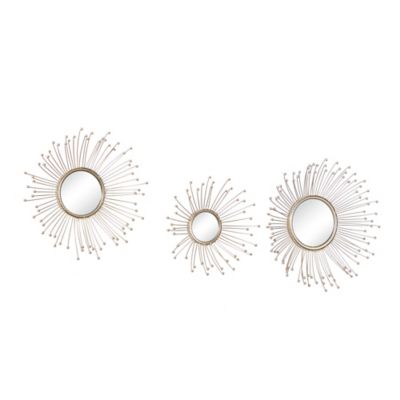 Image showing  3 pc. Gold Metal Glam Wall Mirrors, 12 in., 14 in., 16 in., 74776