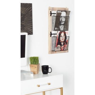 Harper & Willow Metal Farmhouse Magazine Rack Holder, 25 in. x 14 in. x 4 in., Black