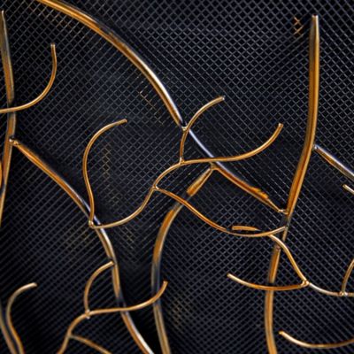 Image showing  Brass Metal Eclectic Fireplace Screen, 33 in. x 39 in. x 7 in.
