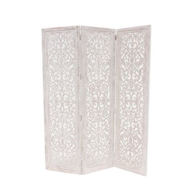 Image showing  White Mango Wood Farmhouse Room Divider Screen, 69 in. x 60 in. x 1 in.