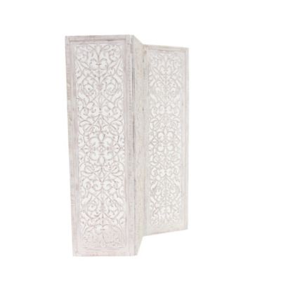 Image showing  White Mango Wood Farmhouse Room Divider Screen, 69 in. x 60 in. x 1 in.
